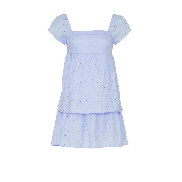RTR NOW Eyelet Babydoll Dress in Blue Medium Womens Mini - Picture 10 of 12